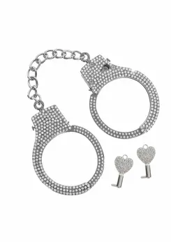 Diamond Wrist Cuffs Silver - Adjustable Silver-Plated Model with Rhinestones