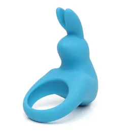 Happy Rabbit Rechargeable Blue Vibrating Ring with Dual Stimulating Ears
