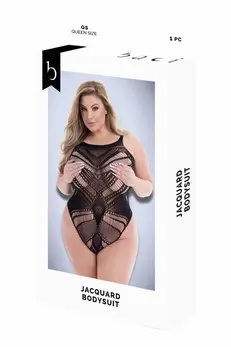 BACI Jacquard Bodysuit Black, Model QS - Elegant Mesh Design