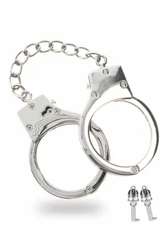 Ouch! Silver Plated Adjustable Bondage Handcuffs with Keys & Pouch