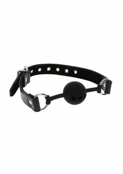TABOOM Silicone Ball Gag Black - Adjustable Vegan Leather Strap