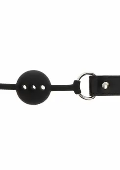 TABOOM Silicone Ball Gag Black - Adjustable Vegan Leather Strap