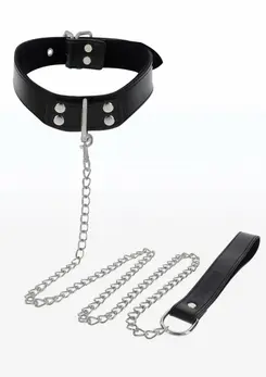 TABOOM Elegant Collar and Chain Leash - Velvet Lined, Adjustable, Black