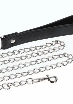 TABOOM Elegant Collar and Chain Leash - Velvet Lined, Adjustable, Black