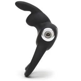 Happy Rabbit Double Silicone Intimate Ring Black, 12 Vibration Modes