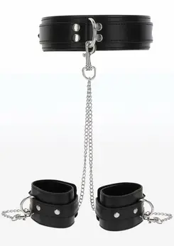TABOOM Heavy Collar & Wrist Cuffs Set with Velvet Lining, Adjustable Fit