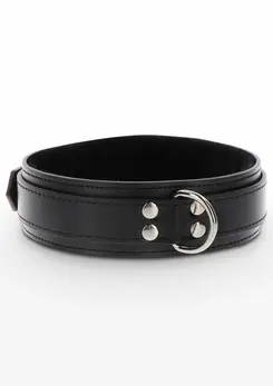TABOOM Heavy D-Ring Collar Vegan Leather Adjustable Black