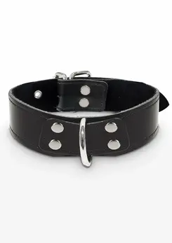TABOOM Elegant D-Ring Collar Vegan Leather Adjustable Black