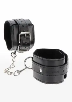 TABOOM Ankle Cuffs Vegan Leather Adjustable Black Velvet Lining