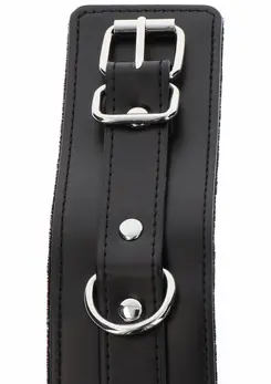 TABOOM Wrist Cuffs Vegan Leather Adjustable Black Velvet Lining