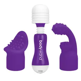 Bodywand Mini Rechargeable Massager Purple 10 Modes with Attachments 13cm