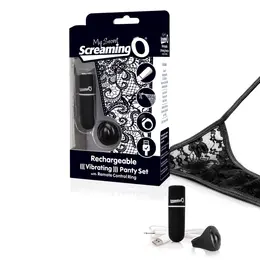 Screaming O Charged Remote-Control Intimate Panty Set Black Rechargeable