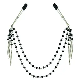 Sportsheets Sincerely Adjustable Black Jeweled Nipple Clips 41.9cm