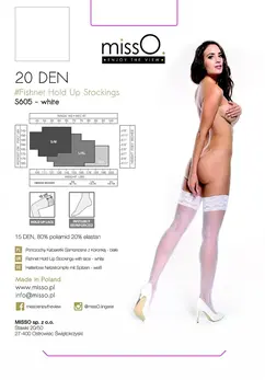 MissO S605 Self-Supporting Fishnet Stockings White XXL Lace Top