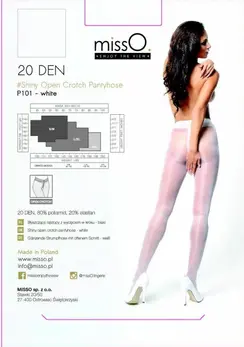 MissO P101 Tights with Cut-Out White L/XL - Shimmering Finish