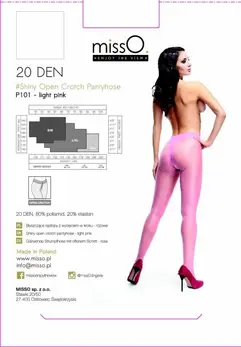 MissO P101 Tights with Opening Light Pink XXL - Shiny Finish