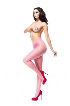 MissO P101 Sheer Cut-Out Tights Light Pink S/M - Elegant Glossy Finish