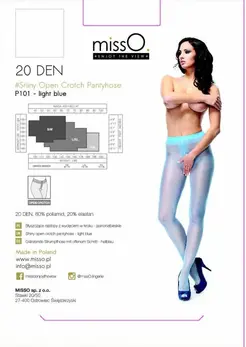 MissO P101 Sheer Tights with Comfort Opening Light Blue L/XL