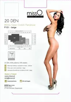 MissO P101 Beige Sheer Tights with Open Gusset L/XL
