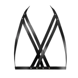 Bijoux Indiscrets MAZE Adjustable Halter Harness Black Vegan Leather