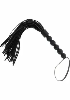 Shots Short Beaded Flogger Whip PU Leather Black Compact Design