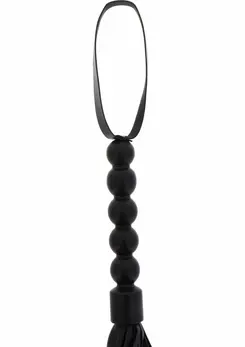 Shots Short Beaded Flogger Whip PU Leather Black Compact Design