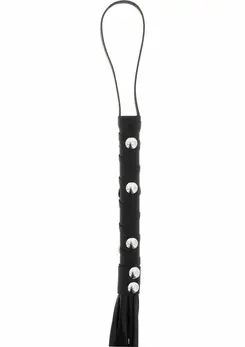 Shots Short Studded Flogger Whip Black PU Leather Compact Model