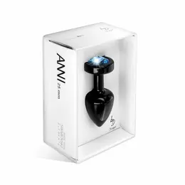 Diogol Anni Round Intimate Plug Black & Blue 25 mm Aluminum