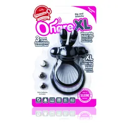 The Screaming O Ohare XL Black Dual Silicone Ring with Rabbit Ears