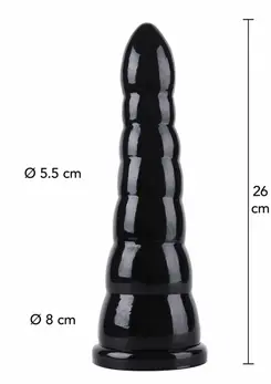 HIDDEN DESIRE Extreme Anal Cone 26 cm XXL PVC Black Wide Base