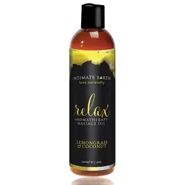 Intimate Earth Relax Massage Oil 240ml - Lemongrass & Coconut Blend