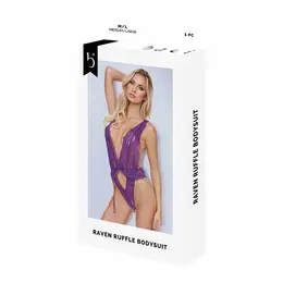 BACI Lingerie Raven Ruffle Bodysuit Purple S/M - Elegant Amethyst Design