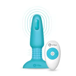b-Vibe Rimming Plug 2 Teal - Rotating Beads & Remote, 15.2 cm Silicone