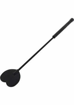 Ouch! Crop Whip Heart PU Leather - Precision Sensation Tool, Black