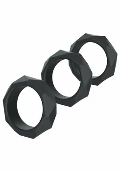 HIDDEN DESIRE EXTREME Heavy C-Ring Set Silicone Black Adjustable