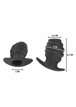 Hidden Desire Invader Open Plug Large Silicone Black 100% Pure Material