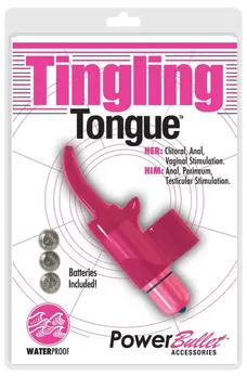 PowerBullet Tingling Tongue Pink - Compact Gel Finger Massager Waterproof
