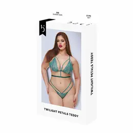 Baci Lingerie Twilight Petals Teddy Green Lace Bodysuit, QS