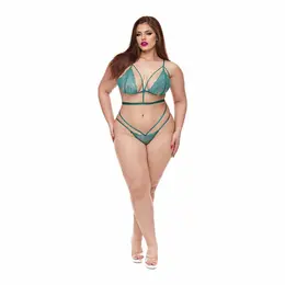 Baci Lingerie Twilight Petals Teddy Green Lace Bodysuit, QS