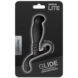 Nexus Glide Black - Anatomical Prostate Massager, 11.5 cm, Metal Accent