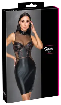 Cottelli PARTY Dress Net XL Matte Look & Net, Copper Details, Knee-Length