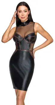 Cottelli PARTY Dress Net L Matte Look & Net, Copper Details, Size L