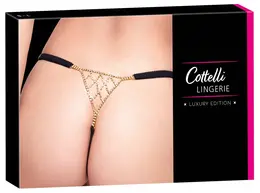 Cottelli LINGERIE Thong S-L Black Adjustable Rhinestone Detail