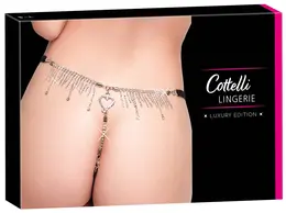 Cottelli LINGERIE String Rhinestones S-L Adjustable Lace & Crystal Detail