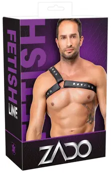 ZADO Men's Leather Harness S-L Adjustable Black Chest Accessory