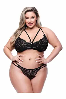 Baci ECO Strappy Bra and Panty Set Black 2 pcs, Queen Size, Sustainable