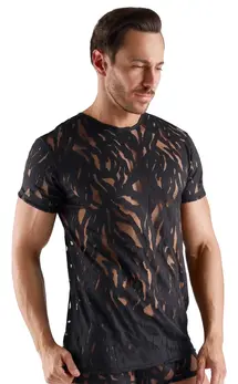Svenjoyment Shirt M Black Burnout Effect Short Sleeve Stretchy