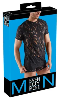 Svenjoyment Shirt S Black Burnout Effect Short Sleeve Stretch