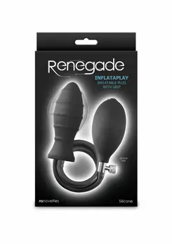 NS Novelties Renegade InflataPlay Inflatable Plug with Rigid Core, Black, Medium