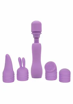Travel Teaser Kit Rechargeable Massager 4 Attachments Waterproof IPX7